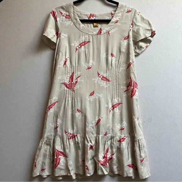 April Cornell floral short sleeve drop waist dress Sz S - Picture 1 of 11